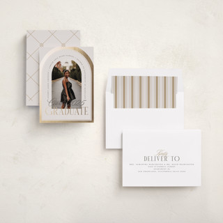 This is a cream brulee graduation announcements with foil pressed by Erin L. Wilson called commencement printing on recycled smooth signature in standard