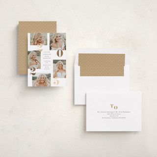 This is a cloud graduation announcements with foil pressed by Lauren Chism called staggered printing on recycled smooth signature in standard