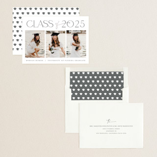 This is a fog graduation announcements with foil pressed by Carolyn MacLaren called timeline printing on recycled smooth signature in standard