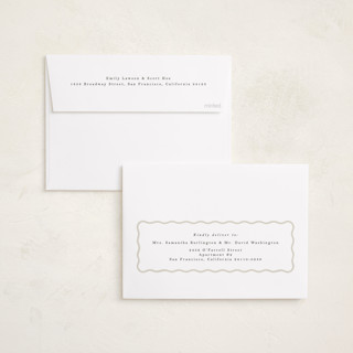 This is a vanilla graduation announcements with foil pressed by Phrosné Barwood called gilded wave frame printing on recycled smooth signature in standard