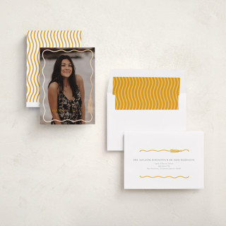 This is a sunshine graduation announcements with foil pressed by Susan Zinader called tassel scallop printing on recycled smooth signature in standard