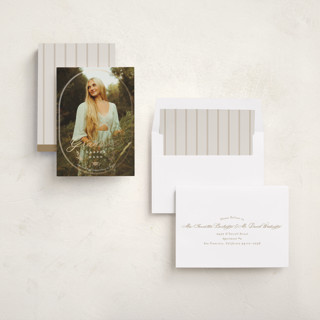 This is a snow graduation announcements with foil pressed by Sarah Curry called harper printing on recycled smooth signature in standard