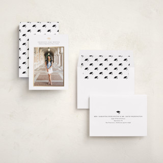 This is a cotton graduation announcements with foil pressed by Stacey Meacham called elegant frame printing on recycled smooth signature in standard