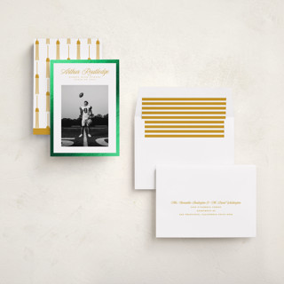 This is a daisy graduation announcements with foil pressed by Pati Cascino called silo printing on recycled smooth signature in standard
