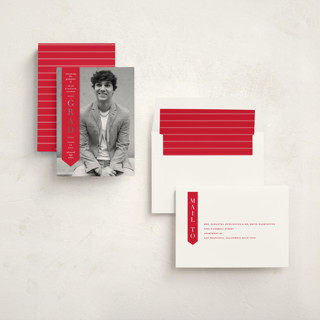 This is a ruby graduation announcements with foil pressed by Lauren Chism called classic sash printing on recycled smooth signature in standard
