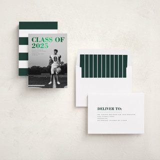 This is a forest graduation announcements with foil pressed by Emily Sabol Goss called bold headline printing on recycled smooth signature in standard