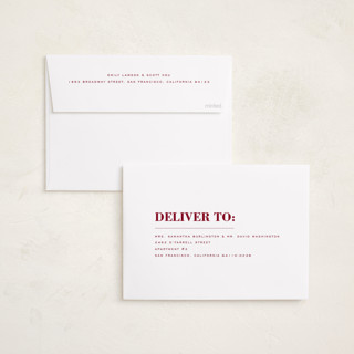 This is a crimson graduation announcements with foil pressed by Emily Sabol Goss called bold headline printing on recycled smooth signature in standard