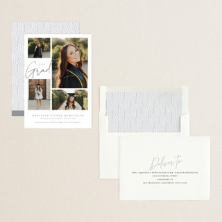 This is a sterling graduation announcements with foil pressed by That Girl Press called around the corner printing on recycled smooth signature in standard