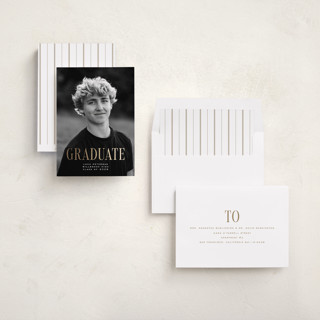 This is a snow graduation announcements with foil pressed by Rebecca Durflinger called graduation printing on recycled smooth signature in standard