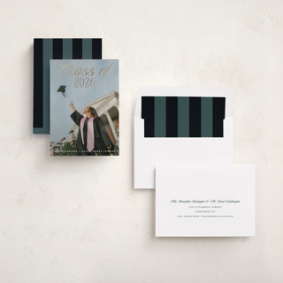 This is a porcelain graduation announcements with foil pressed by Maria Alou called class of printing on recycled smooth signature in standard