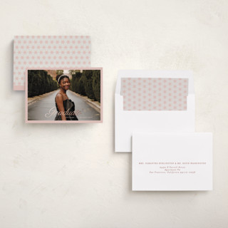 This is a petal graduation announcements with foil pressed by Pati Cascino called graduate printing on recycled smooth signature in standard