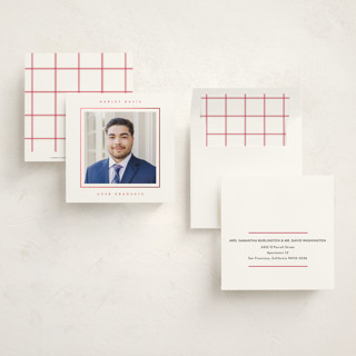 This is a cardinal graduation announcements with foil pressed by Lucrecia Caporale called minimal border printing on recycled smooth signature in standard