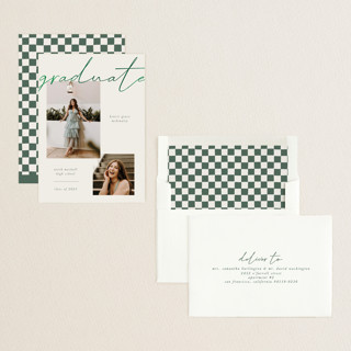 This is a juniper graduation announcements with foil pressed by Kelly Watkins called simple + script printing on recycled smooth signature in standard