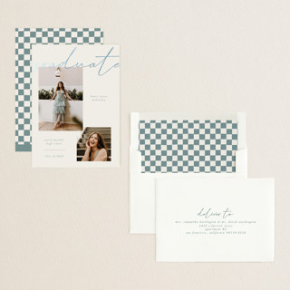 This is a pool graduation announcements with foil pressed by Kelly Watkins called simple + script printing on recycled smooth signature in standard