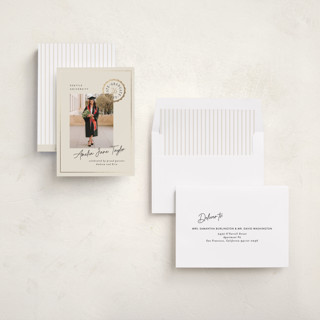 This is a cream graduation announcements with foil pressed by Alethea and Ruth called certificate printing on recycled smooth signature in standard