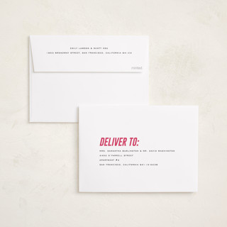 This is a magenta graduation announcements with foil pressed by Emily Sabol Goss called italic shimmer printing on recycled smooth signature in standard