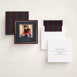 This is a nautical graduation announcements with foil pressed by Elly called the prestige printing on recycled smooth signature in standard