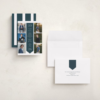 This is a navy graduation announcements with standard by Lauren Chism called center stole printing on recycled smooth signature in grand