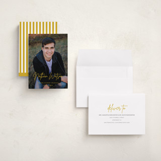 This is a canary graduation announcements with standard by Sara Hicks Malone called signed printing on recycled smooth signature in grand