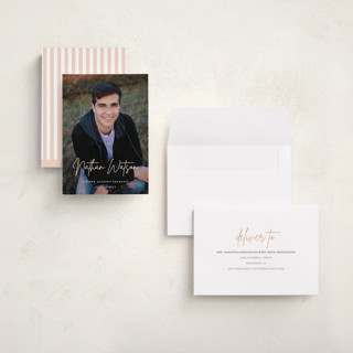 This is a ivory graduation announcements with standard by Sara Hicks Malone called signed printing on recycled smooth signature in grand