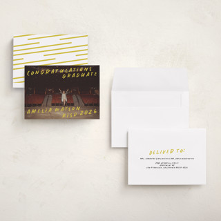 This is a lemoncello graduation announcements with standard by Maja Cunningham called celebration printing on recycled smooth signature in grand