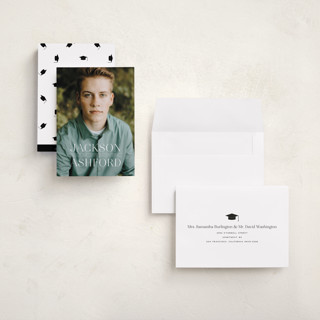 This is a limestone graduation announcements with standard by Erica Krystek called classy stack printing on recycled smooth signature in grand