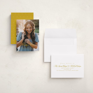 This is a sunflower graduation announcements with standard by Lea Delaveris called with a flourish printing on recycled smooth signature in grand