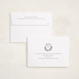 This is a cornflower graduation announcements with standard by Laura Hankins called floral crest printing on recycled smooth signature in grand