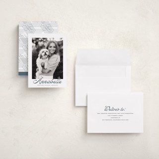 This is a night graduation announcements with standard by Maja Cunningham called vintage script printing on recycled smooth signature in grand