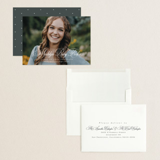 This is a salt graduation announcements with standard by Lea Delaveris called with a flourish printing on recycled smooth signature in grand