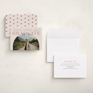 This is a cherry graduation announcements with standard by Pixel and Hank called vision printing on recycled smooth signature in grand