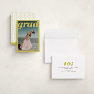 This is a citrus graduation announcements with standard by Gwen Bedat called the cover printing on recycled smooth signature in grand