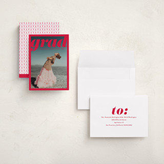 This is a scarlet graduation announcements with standard by Gwen Bedat called the cover printing on recycled smooth signature in grand