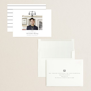 This is a ink graduation announcements with standard by Hudson meet Rose called scales of justice printing on recycled smooth signature in grand