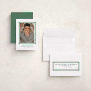 This is a shamrock graduation announcements with standard by Lea Delaveris called woven frame printing on recycled smooth signature in grand