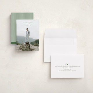 This is a forest graduation announcements with standard by Owl and Toad called understated printing on recycled smooth signature in grand
