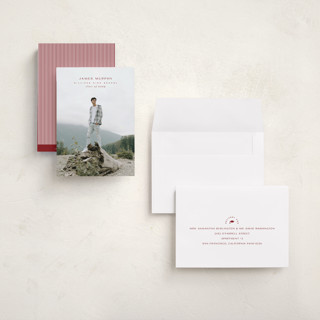 This is a crimson graduation announcements with standard by Owl and Toad called understated printing on recycled smooth signature in grand