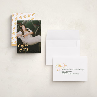 This is a melon graduation announcements with standard by Megan Davis called class dismissed printing on recycled smooth signature in grand