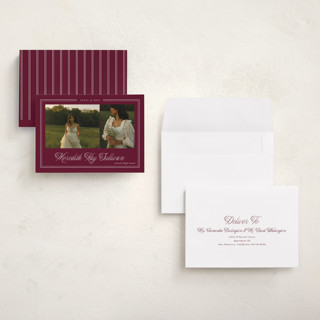 This is a plum graduation announcements with standard by Brianne Larsen called timeless border printing on recycled smooth signature in grand
