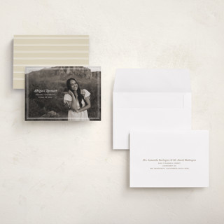 This is a cream graduation announcements with standard by Ellen Schlegelmilch called abigail printing on recycled smooth signature in grand