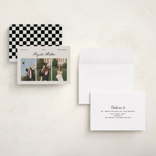 This is a silk graduation announcements with standard by Cass Loh called trio gallery printing on recycled smooth signature in grand