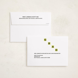 This is a citron graduation announcements with standard by Inkblot Design called grad grid printing on recycled smooth signature in grand