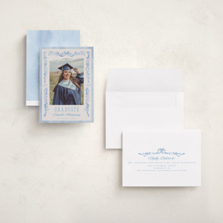 This is a sky graduation announcements with standard by Petra Kern called hats down printing on recycled smooth signature in grand