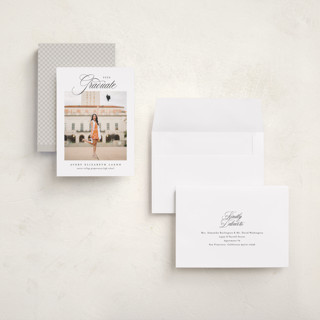 This is a swan graduation announcements with standard by Jennifer Postorino called classical grad printing on recycled smooth signature in grand