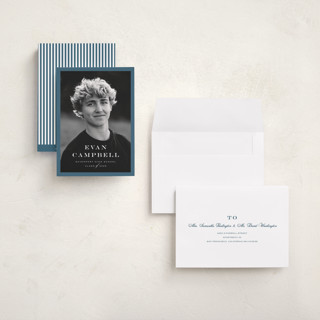 This is a rain graduation announcements with standard by Carolyn MacLaren called forever young printing on recycled smooth signature in grand