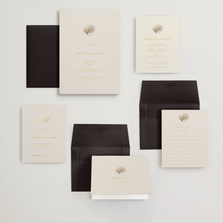 This is a sunrise wedding invitations with foil pressed by Hannah Bowman called simple seashell printing on signature in grand