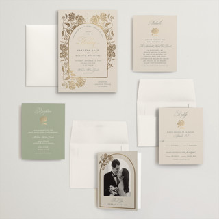 This is a tea time wedding invitations with foil pressed by Susan Zinader called shimmering hydrangeas printing on signature in grand