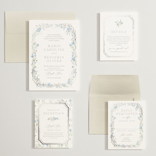 This is a waterfront wedding invitations with foil pressed by Erin L. Wilson called victorian trellis printing on signature in grand