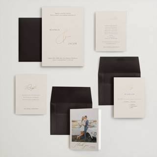 This is a ivory wedding invitations with foil pressed by Angela Thompson called eloquent printing on signature in grand