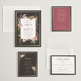 This is a blush wedding invitations with foil pressed by Susan Moyal called flouriishing printing on signature in grand